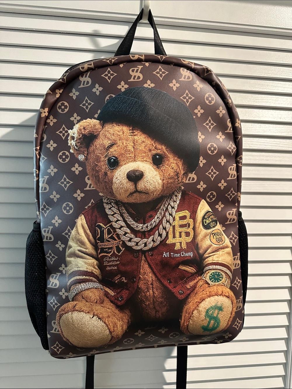 NWT Reason Ex Large All Time Champ Bear Laptop Backpack with Side Mesh Pockets.
